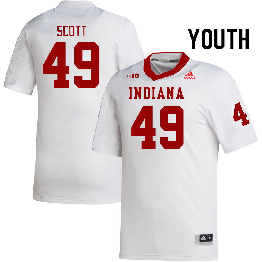 Youth #49 Zac Scott Indiana Hoosiers College Football Jerseys Stitched Sale-White